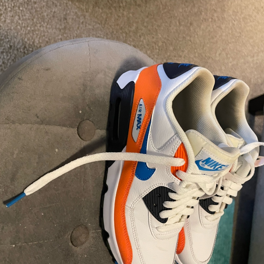 Kids' Air Max Sneakers in White, Orange, and Blue